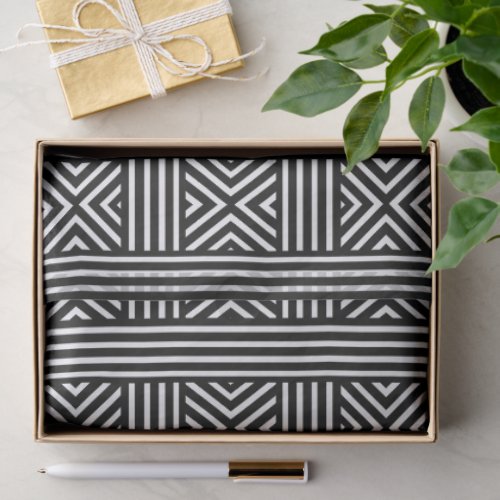 Black and White Abstract Line Pattern Tissue Paper