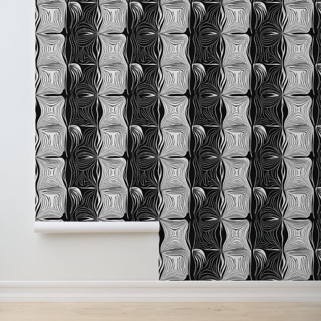 Black and White Abstract Line Pattern Wallpaper (Application)