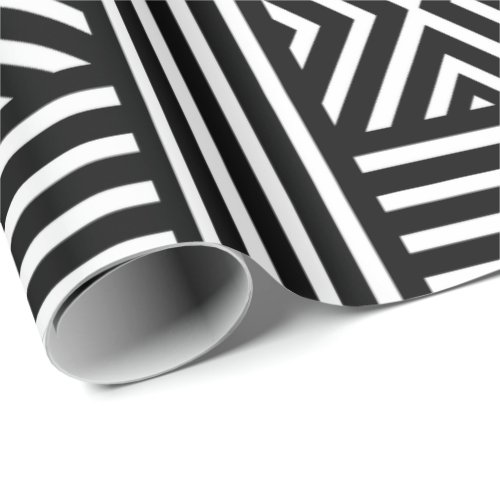 Black and White Abstract LIne Pattern Wrapping Paper