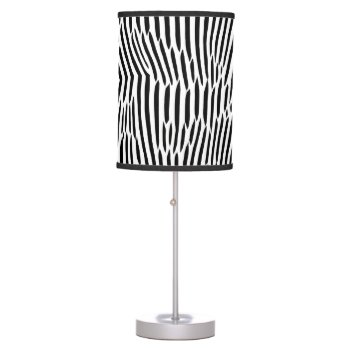 Black And White Abstract Lines Artsy  Table Lamp by Magical_Maddness at Zazzle