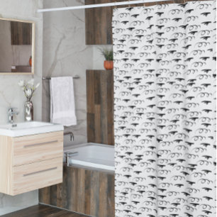 Black and White Abstract Lines Shower Curtain