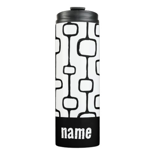 Black and White Abstract Lines  Thermal Tumbler