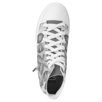 Black and White Abstract Mandala Pencil Drawing High-Top Sneakers