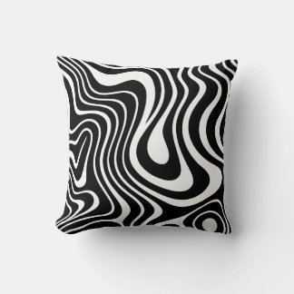 Black and White Abstract Marble Art Throw Pillow