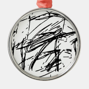 Black and white abstract metal ornament