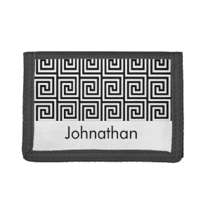Black and white abstract mod tri-fold wallet