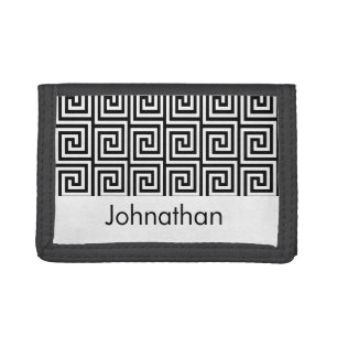 Black and white abstract mod trifold wallet
