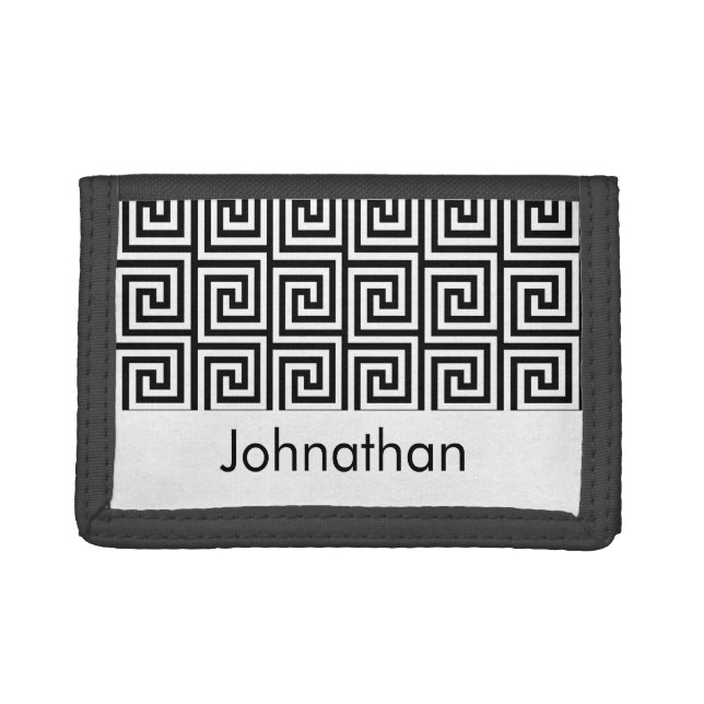 Black and white abstract mod trifold wallet (Front)