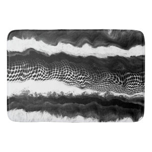Black and White Abstract Modern Illusion Art  Bath Mat