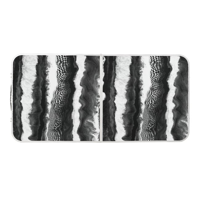 Black and White Abstract Modern Illusion Art  Beer Pong Table (Top)