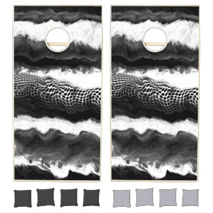 Black and White Abstract Modern Illusion Art Cornhole Set