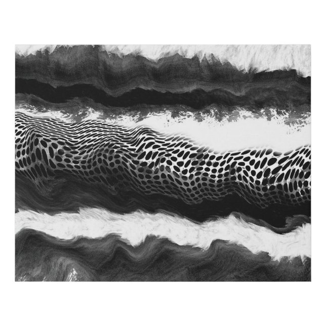 Black and White Abstract Modern Illusion Art   Faux Canvas Print (Front)