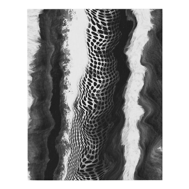 Black and White Abstract Modern Illusion Art   Faux Canvas Print (Front)