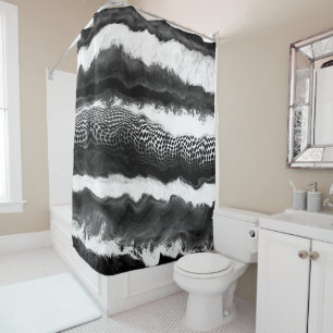 Black and White Abstract Modern Illusion Art Shower Curtain