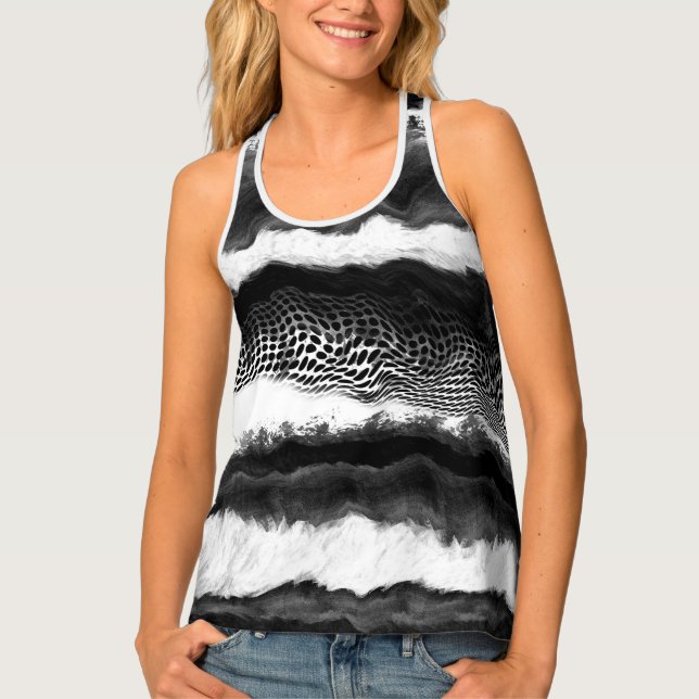 Black and White Abstract Modern Illusion Art    Tank Top (Front)