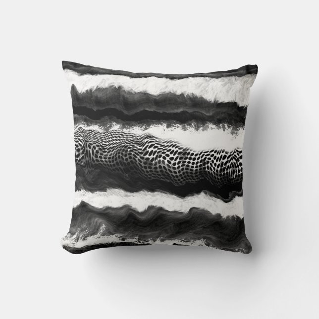 Black and White Abstract Modern Illusion Art Throw Pillow (Front)