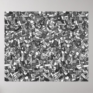 Black and white abstract mosaic poster