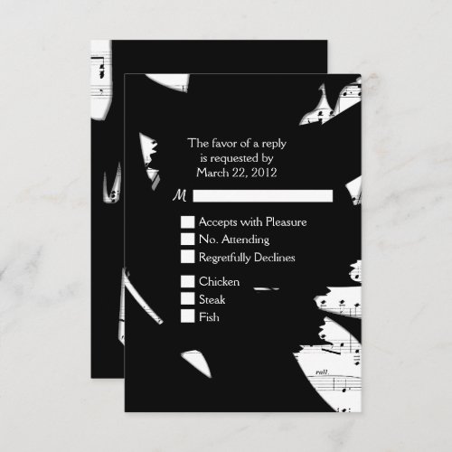 Black and White Abstract Music RSVP w Menu Choice