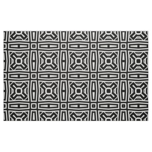 Black and White Abstract Op Art Geometric Pattern Fabric