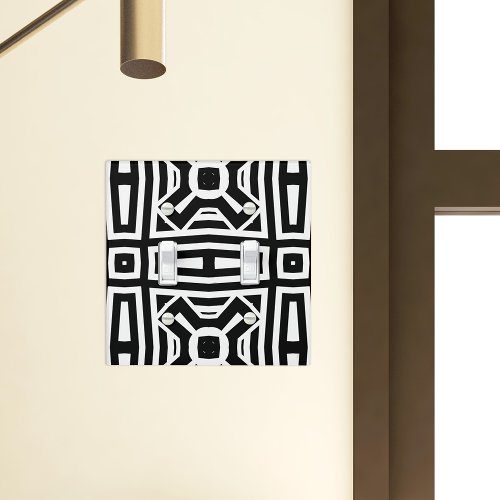 Black and White Abstract Op Art Geometric Pattern Light Switch Cover