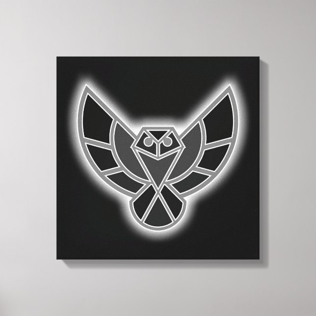 Black and White Abstract Owl in Flight Canvas Print (Front)