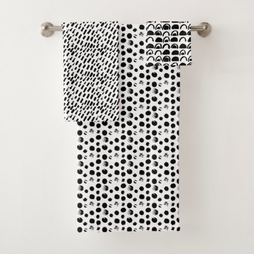 black and white abstract pattern bath towel set