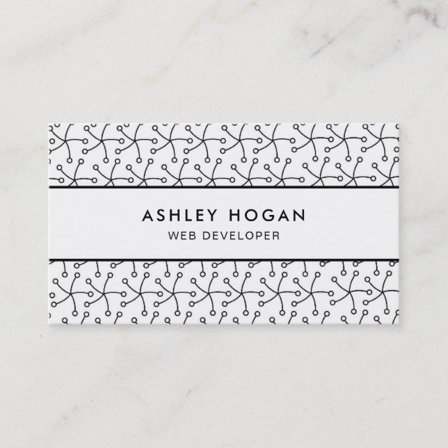 Black and White Abstract Pattern Business Card (Front)