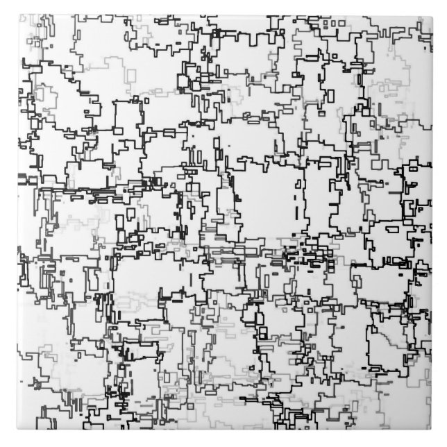 Black and White Abstract Pattern Ceramic Tile (Front)