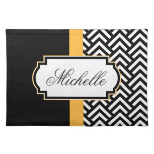 Black And White Abstract Pattern Cloth Placemat