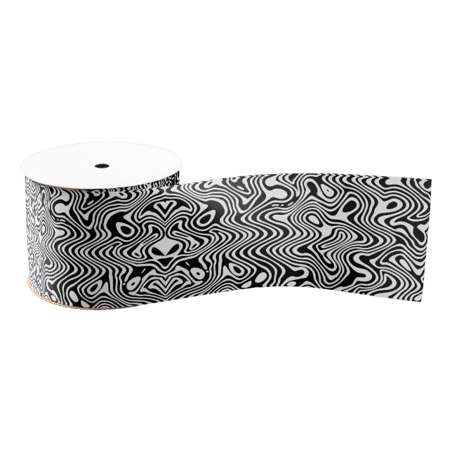 Black and white abstract pattern grosgrain ribbon (Spool)