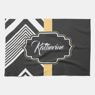 Black and White Abstract Pattern Kitchen Towel