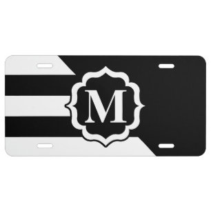 Black and White Abstract Pattern License Plate
