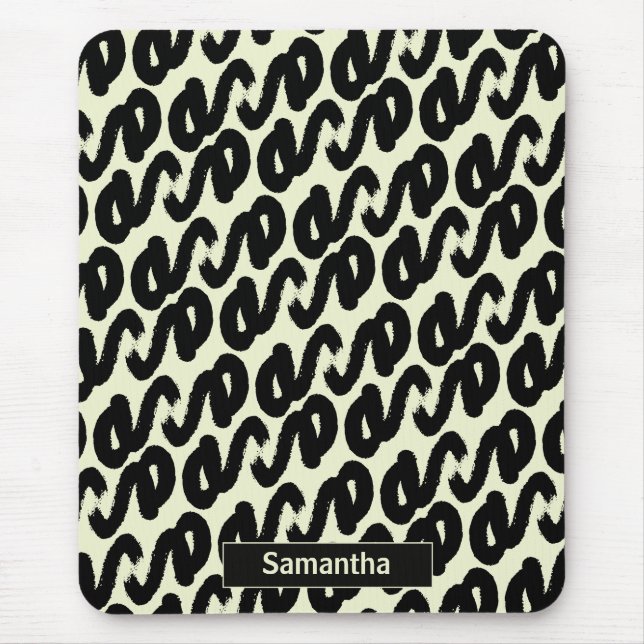 black and white abstract pattern monogram  mouse pad (Front)