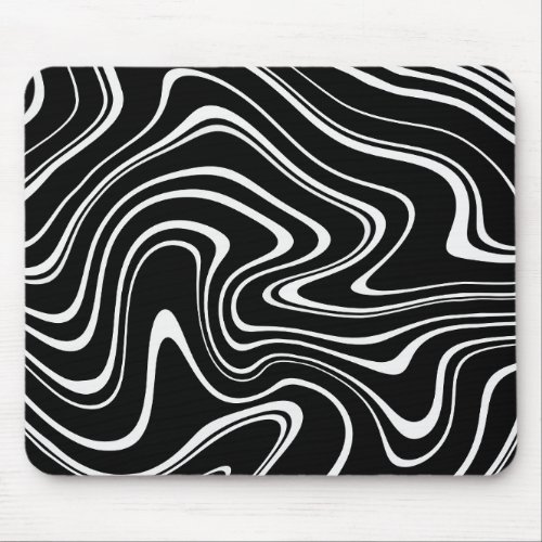 Black and White Abstract Pattern Mouse Pad