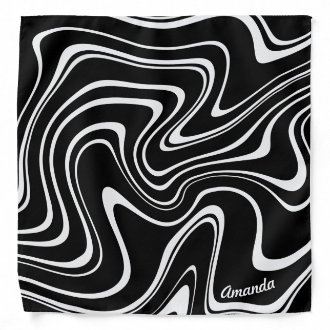 Black and White Abstract Pattern - Personalizable! Bandana (Front)