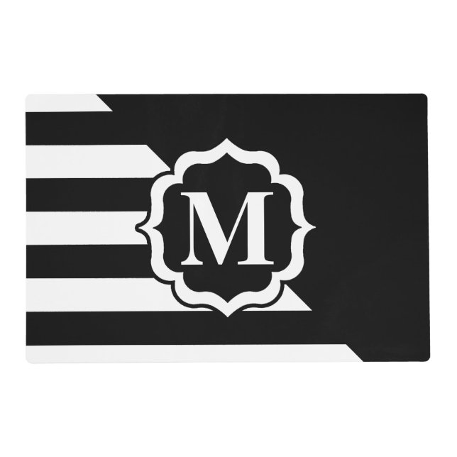 Black and White Abstract Pattern Placemat (Front)