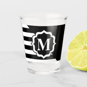 Black and White Abstract Pattern Shot Glass