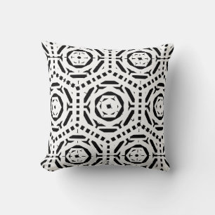 Black and  white  abstract pattern solid back throw pillow