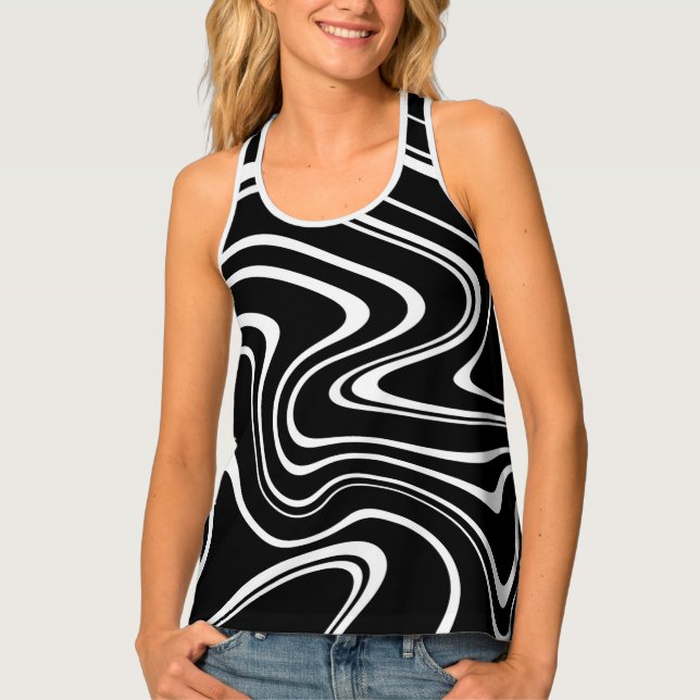Black and White Abstract Pattern  Tank Top (Front)