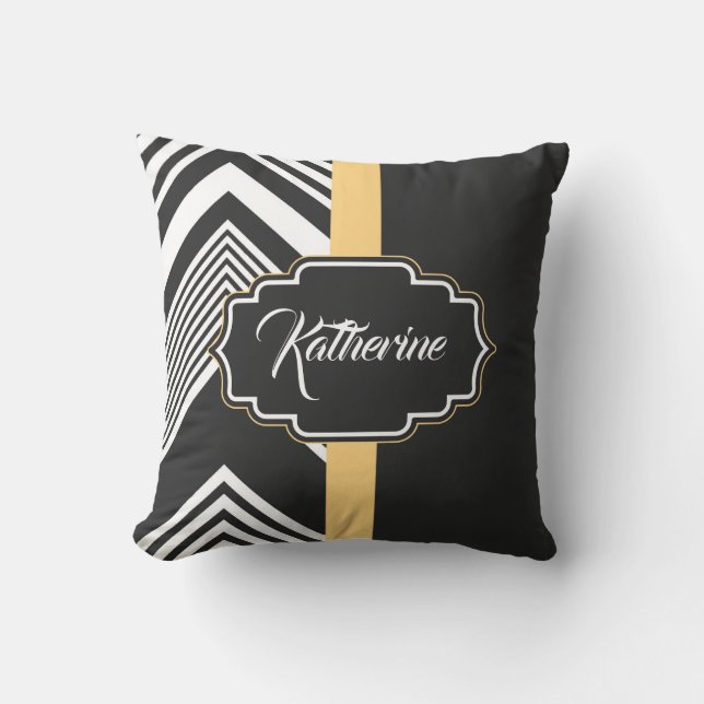 Black and White Abstract Pattern Throw Pillow (Front)