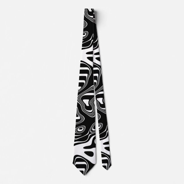 Black and White Abstract Pattern Tie (Front)