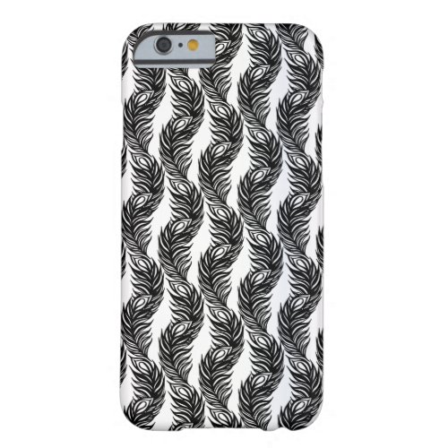 Black and white abstract Peacock feather pattern Barely There iPhone 6 Case