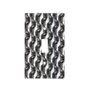 Black and white abstract Peacock feather pattern Light Switch Cover