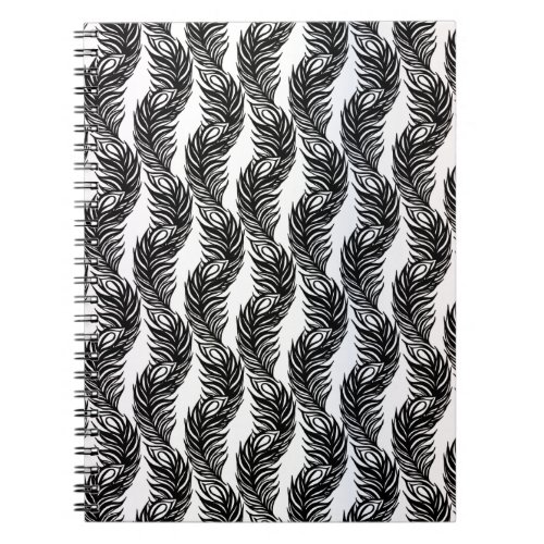 Black and white abstract Peacock feather pattern Notebook