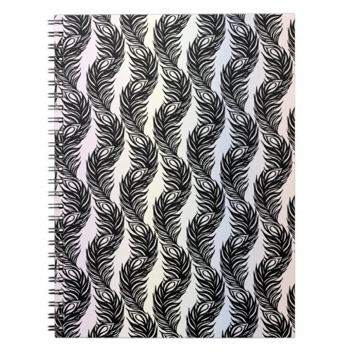 Black and white abstract Peacock feather pattern Notebook