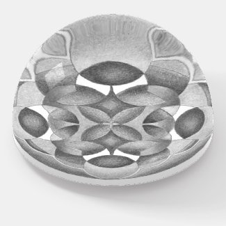 Black and White Abstract Pencil Mandala Paperweight