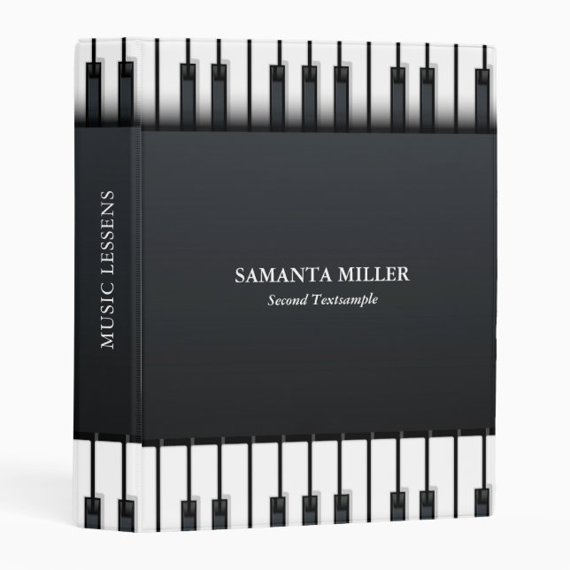 Black and white abstract piano custom text mini binder (Front/Spine)