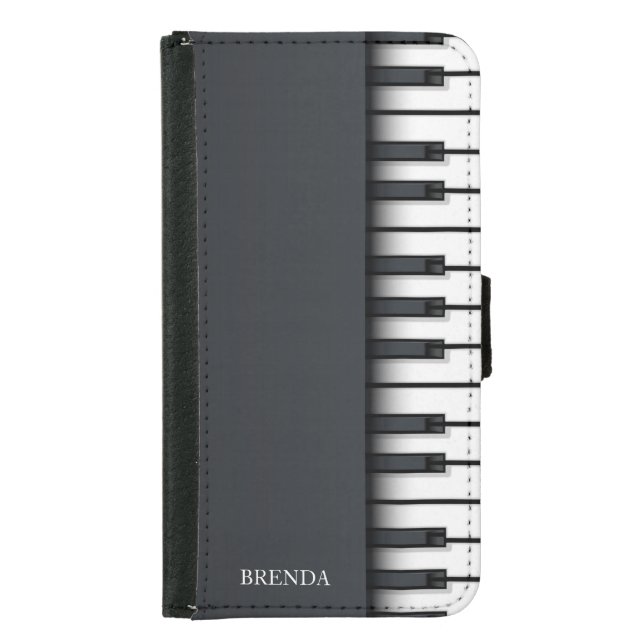 Black and white abstract piano samsung galaxy wallet case (Front)