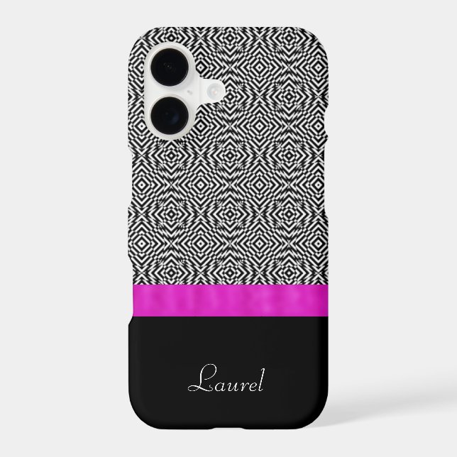 Black and White Abstract Pink iPhone Case (Back)