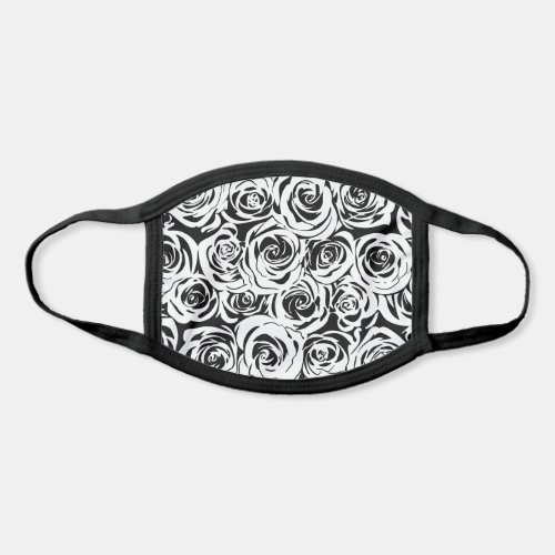 Black and White Abstract Rose Pattern Cloth Floral Face Mask